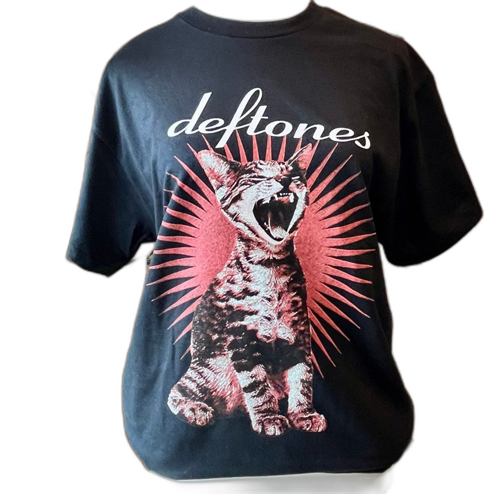 Deftones "(Like) Linus" Cat Graphic Band Tee Black Medium Unisex NWOT
